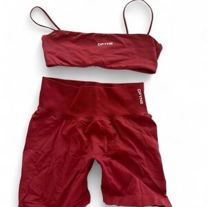 DFYNE Women's Red Bike Shorts Set